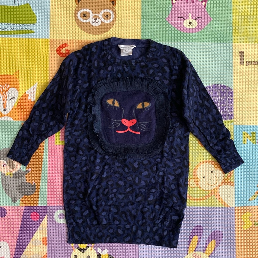 Little Marc Jacobs Blue Animal Print Sweater Dress - 2T